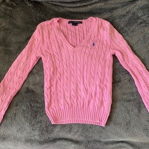 Ralph Lauren cableknit sweater.